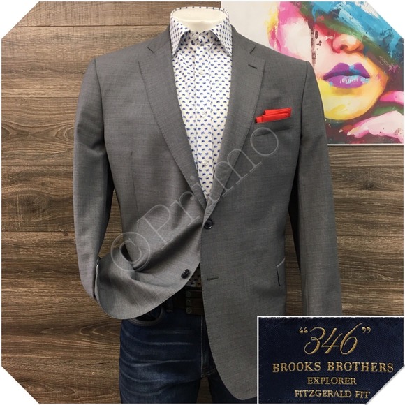 BROOKS BROTHERS Mens Blazer Sport Coat Casual Jacket Size 48R Wool Suit TAILORED